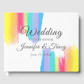 Vibrant Rainbow Waterverf Gay Pride LGBTQ Weddensc Gastenboek (Voorkant)