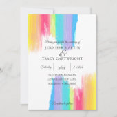 Vibrant Rainbow Waterverf Gay Pride LGBTQ Weddensc Kaart (Voorkant)