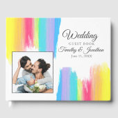 Vibrant Rainbow Waterverf Paar Foto bruiloft Gastenboek (Voorkant)