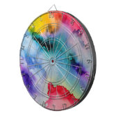 Vibrant Rainbow Waterverf Patroon Dartbord (Voorkant Rechts)
