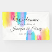 Vibrant Rainbow Waterverf Welkom bij ons huwelijk Spandoek (Horizontaal)