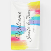 Vibrant Rainbow Waterverf Welkom bij ons huwelijk Spandoek (Verticaal)