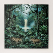 Vibrant rainforest green foliage majestic jaguars legpuzzel (Verticaal)