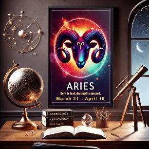 Vibrant Ram Zodiac Sign Poster