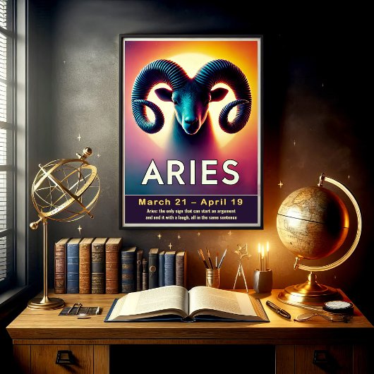 Vibrant Ram Zodiac Sign Poster