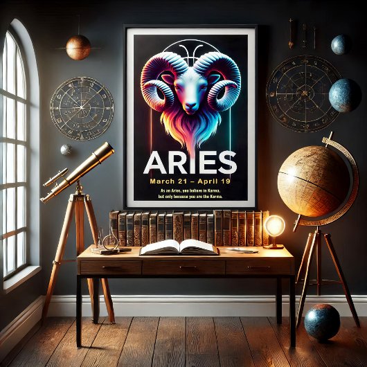 Vibrant Ram Zodiac Sign Poster