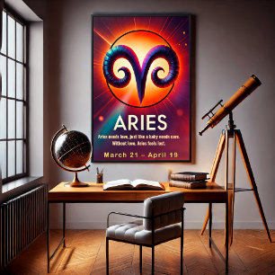 Vibrant Ram Zodiac Sign Poster