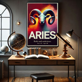Vibrant Ram Zodiac Sign Poster
