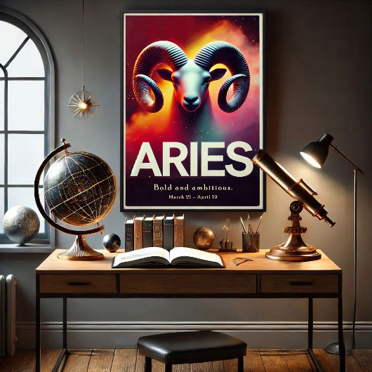 Vibrant Ram Zodiac Sign Poster