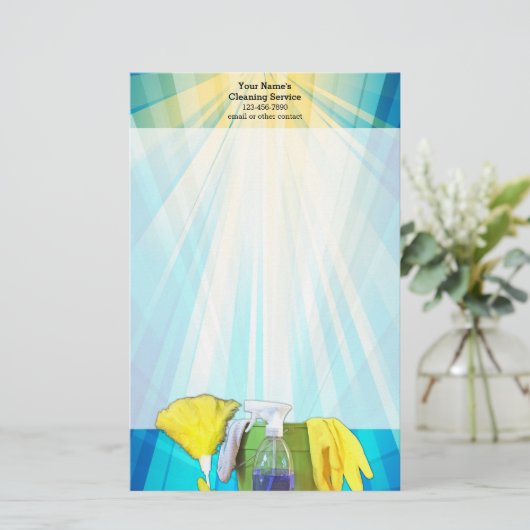 Vibrant Rays Custom Cleaning Service Business Briefpapier (Staand voorkant)