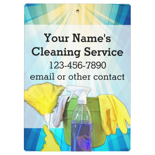 Vibrant Rays Custom Cleaning Service Business Klembord (Achterkant)
