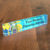 Vibrant Rays Custom Cleaning Service Business Naambordje (Zijkant)