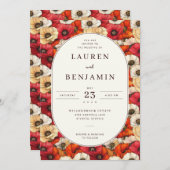 Vibrant Red and Orange Floral Pattern Kaart (Voorkant / Achterkant)