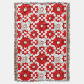 Vibrant Red And White Floral Pattern With Pearl Deken (Voorkant Verticaal)
