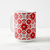 Vibrant Red And White Floral Pattern With Pearl Koffiemok (Voorkant links)