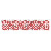 Vibrant Red And White Floral Pattern With Pearl Korte Tafelloper (Horizontaal)
