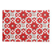 Vibrant Red And White Floral Pattern With Pearl Kussensloop (Achterkant)