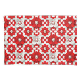 Vibrant Red And White Floral Pattern With Pearl Kussensloop