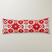 Vibrant Red And White Floral Pattern With Pearl Lichaamskussen (Achterkant)