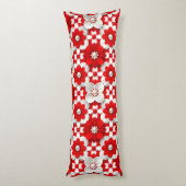 Vibrant Red And White Floral Pattern With Pearl Lichaamskussen (Achterkant (Verticaal))