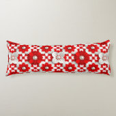 Vibrant Red And White Floral Pattern With Pearl Lichaamskussen (Voorkant)