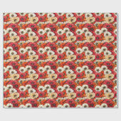 Vibrant Red and White Poppy Pattern Cadeaupapier (Vlak)