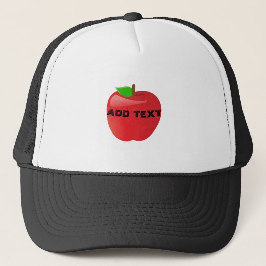 Vibrant Red Apple Image Printed in Center ADD TEXT Trucker Pet (Voorkant)