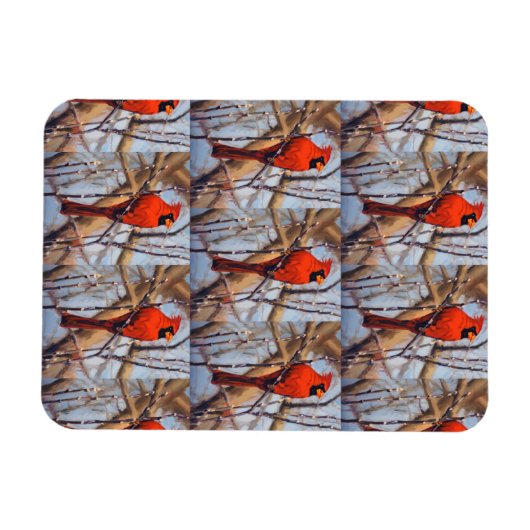 Vibrant Red ardinal Bird Perched on Branch  Magneet (Horizontaal)