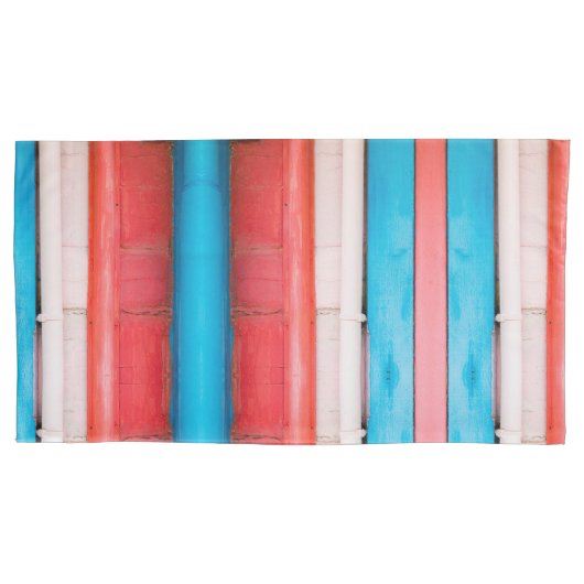 Vibrant red, blue and pink stripes L-size pattern Kussensloop (Voorkant)