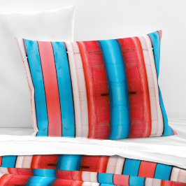 Vibrant red, blue and pink stripes L-size pattern Kussensloop