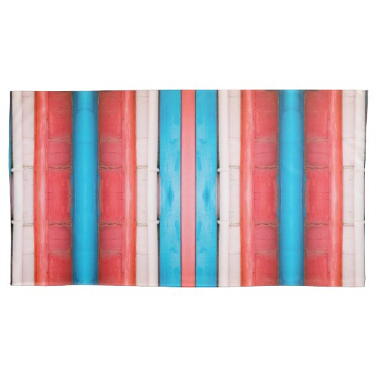 Vibrant red, blue and pink stripes M-size pattern Kussensloop (Voorkant)