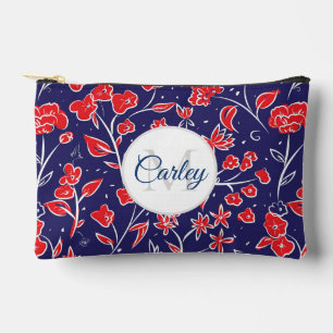  Vibrant Red Blue Floral op maat Etui
