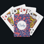 Vibrant Red Blue Floral op maat Pokerkaarten<br><div class="desc">Moderne  florale patronen met elegante personalisatie.</div>