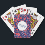 Vibrant Red Blue Floral op maat Pokerkaarten<br><div class="desc">Moderne  florale patronen met elegante personalisatie.</div>