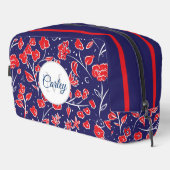  Vibrant Red Blue Floral op maat Toilettasje (Rechterhoek)