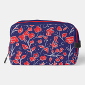  Vibrant Red Blue Floral op maat Toilettasje (Achterkant)