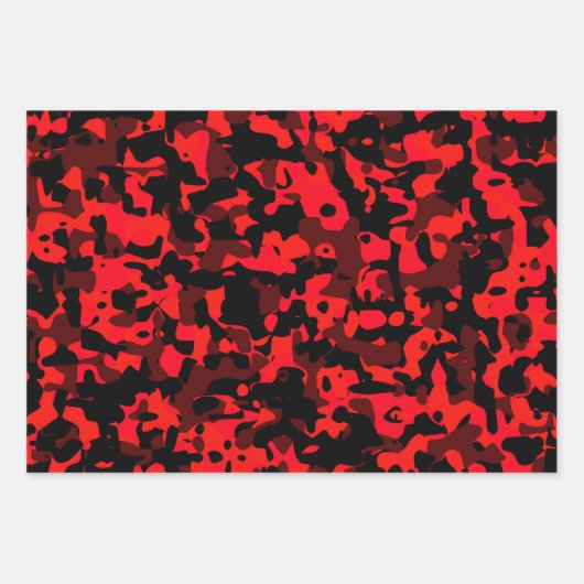 Vibrant Red Blue Green Camo Wrapping Paper Sheets (Voorkant)
