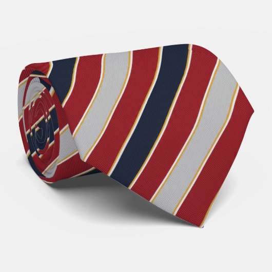 Vibrant Red Crisp White And Deep Navy Stropdas (Opgerold)