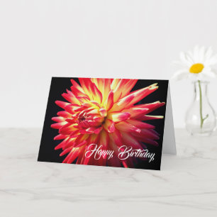 Vibrant Red Dahlia Flower Birthday Kaart