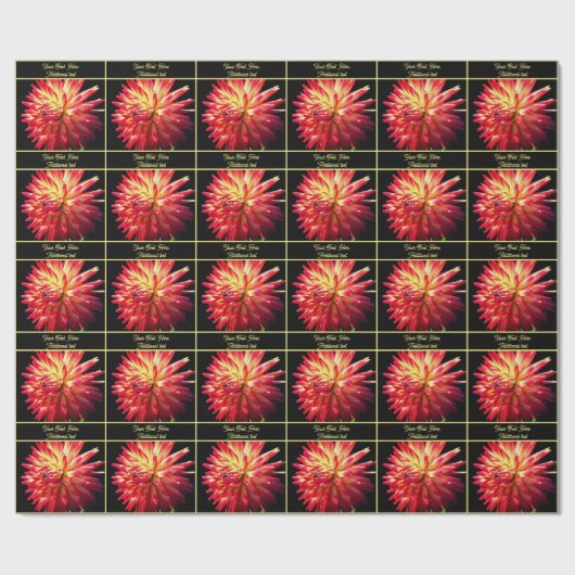 Vibrant Red Dahlia Flower Personalized Cadeaupapier (Vlak)