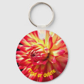 Vibrant Red Dahlia Flower Personalized Sleutelhanger (Voorkant)