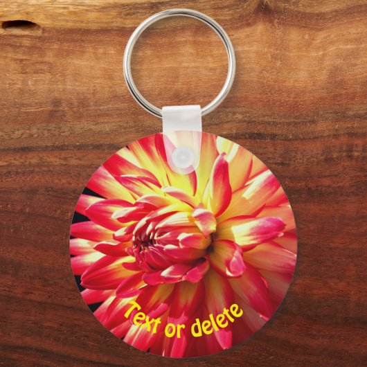 Vibrant Red Dahlia Flower Personalized Sleutelhanger (Achterkant)