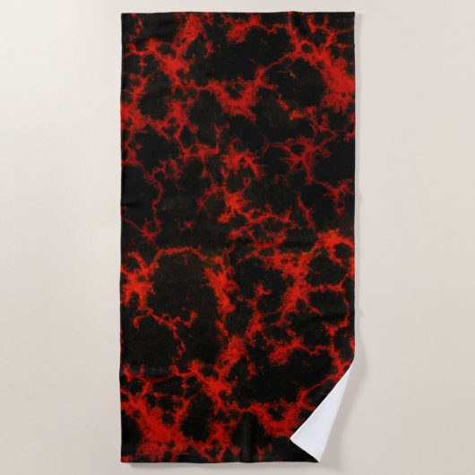 Vibrant Red en Black Gothic Strandlaken (Voorkant)