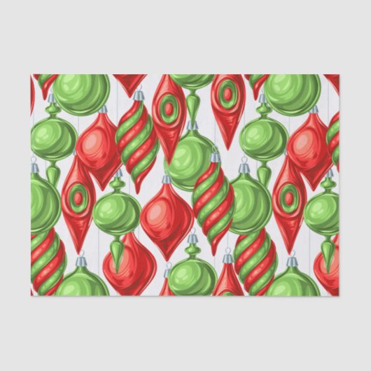 Vibrant Red- en Green-kerstversieringen voor het e Tissuepapier (Voorkant)