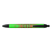 Vibrant Red en Green Mandala Zwarte Inkt Pen (Achterkant)