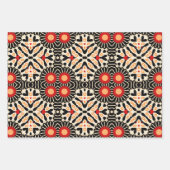 Vibrant Red Enic Arabesque Mosaic Geometric Inpakpapier Vel (Voorkant 2)