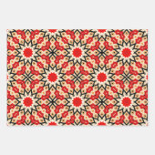 Vibrant Red Enic Arabesque Mosaic Geometric Inpakpapier Vel (Voorkant)