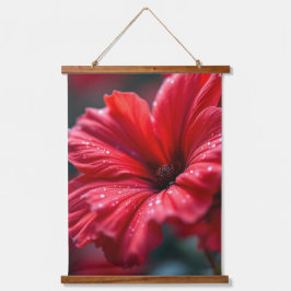 Vibrant Red Flower Macro Botanical Art Hangend Wandkleed