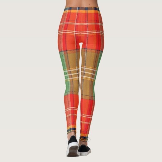 Vibrant Red Green Large-Scale Plaid Leggings (Achterkant)