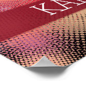 Vibrant Red Halftone gymnastiek met monogram Poster (Hoek)